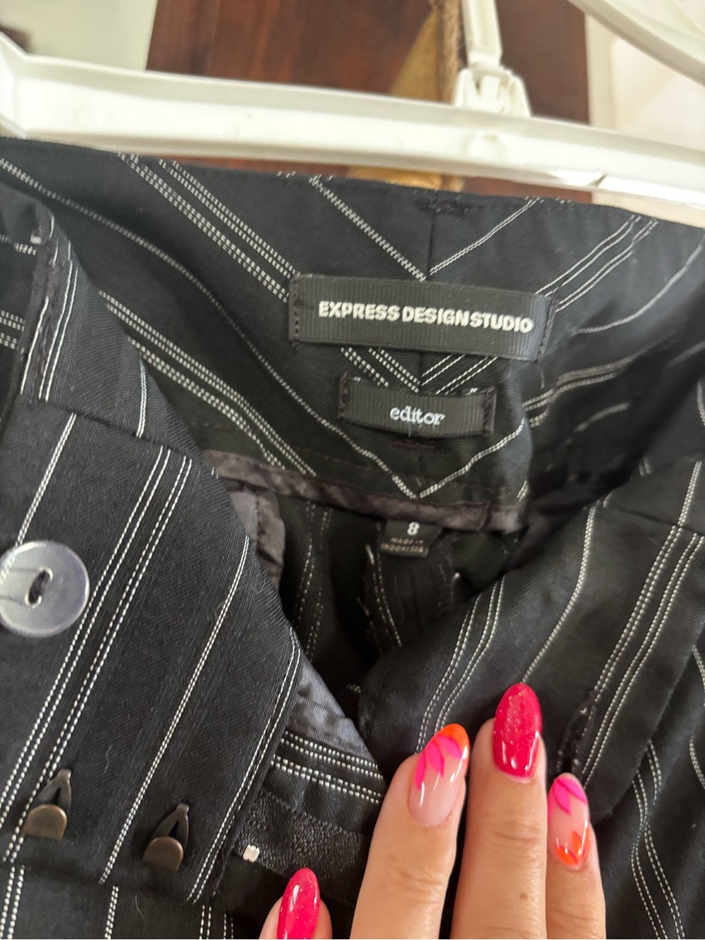 Women’s  Black Pinstripe Dress Trousers - Picture 3 of 5